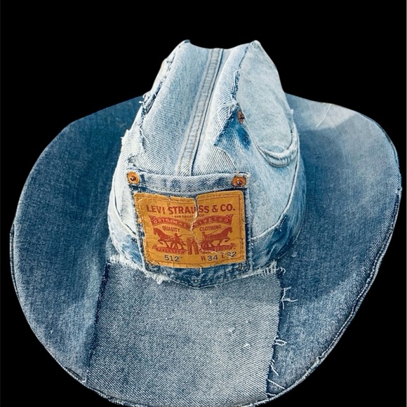 JaharCoDesigns Accessories - Levi's Light Blue Distressed Denim Cowboy Hat